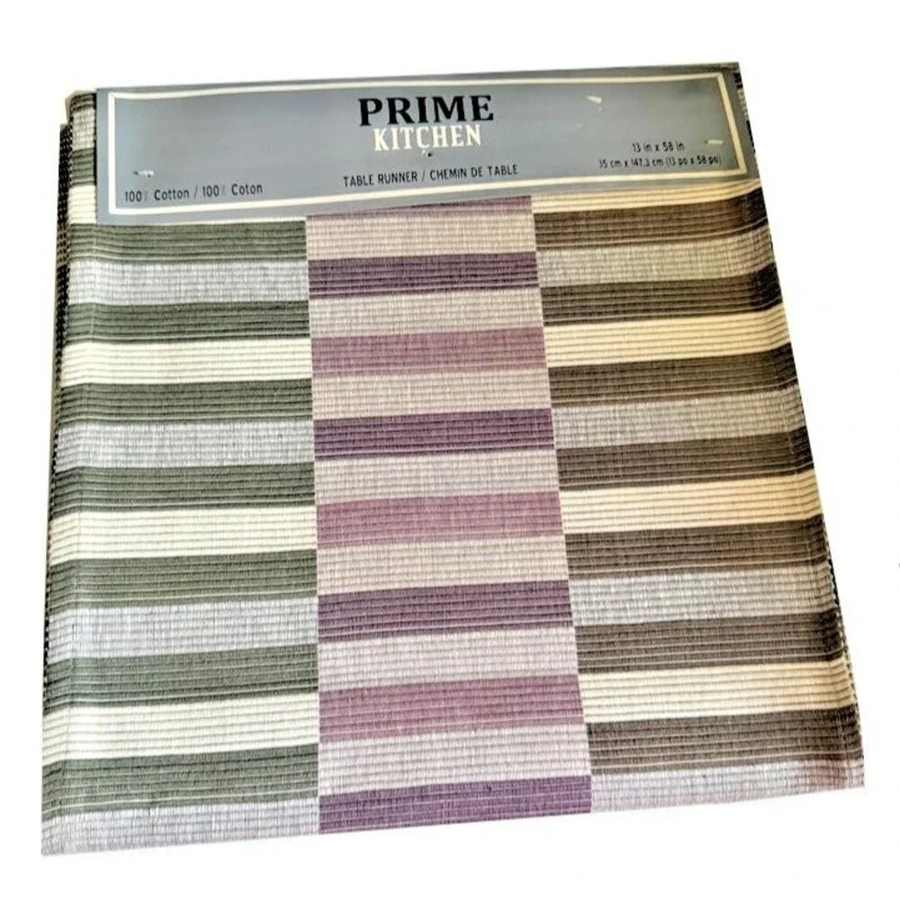 Prime Kitchen Table Runner Purple Green Gray Subway Tile Look 13x58
